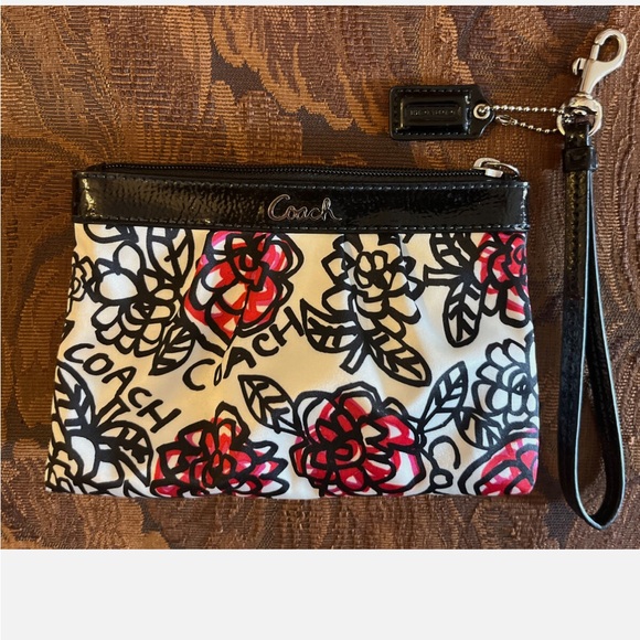 COACH POPPY DAISY GRAFFITI WRISTLET WALLET REMOVEABLE STRAP COIN PURSE POUCH - Picture 5 of 9